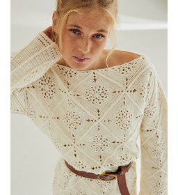 Jurk in granny squares gemaakt van Phildar Phil Perle 5