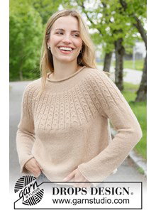damestrui Maple Cream met kabelpatroon in ronde pas