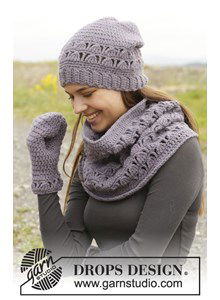 Gehaakte muts, halswarmer en wanten met kantpatroon van Nepal