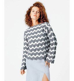 Damestrui met gehaakt zigzagpatroon gemaakt van Phildar Phil Caresse