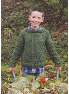 Jongenstrui met wijde dubbel gebreide halsboord