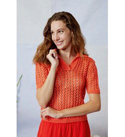 Poloshirt Ankea met open breiwerk gemaakt van Lang Yarns Ananas