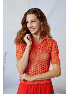 Poloshirt Ankea met open breiwerk