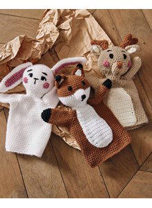 Handpop konijn, vos en rendier