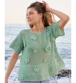 damestruitje met klokkende onderrand gemaakt van Lana Grossa Cotonella