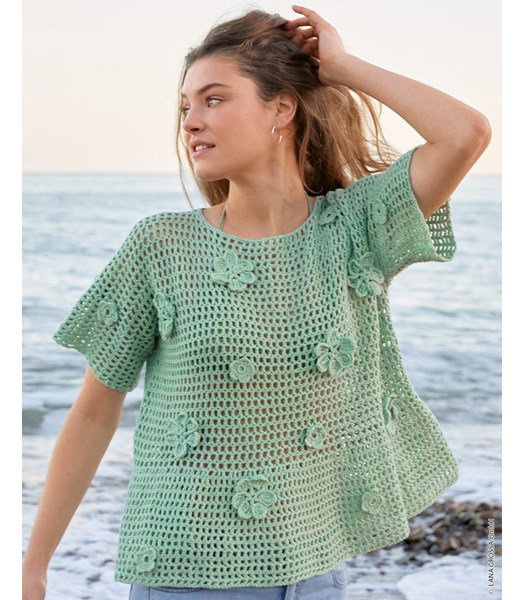 Haakpatroon damestruitje met klokkende onderrand