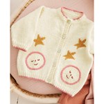Breipatroon Babyvest met volle maan en sterren.