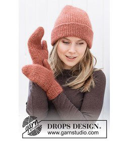 Dames muts en wanten (set) gemaakt van Drops Alpaca