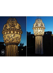 Geknoopte lamp met graan en bladpatroon