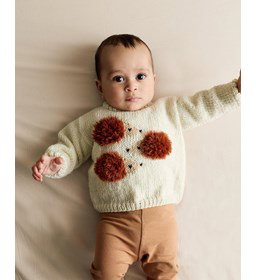 babytrui met egeltjes gemaakt van knopen