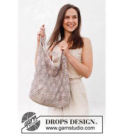 Vierkante boodschappentas met noppen gemaakt van Drops Belle