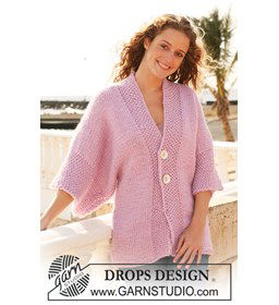 Gebreid vest met wijde mouwen gemaakt van Drops Snow - Eskimo