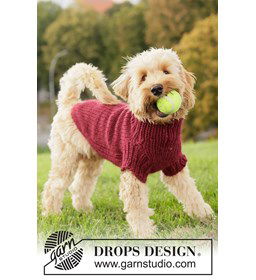 Warme gebreide hondentrui van zachte, dikke wol gemaakt van Drops Snow - Eskimo