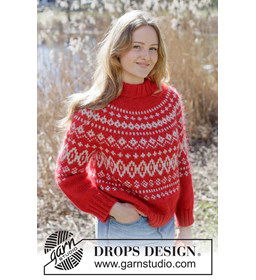 Zachte Noorse trui met ronde pas in mohair gemaakt van Breinaalden zonder knop