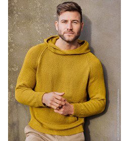 Herentrui met capuchon gemaakt van Lana Grossa Alta Moda Cotolana en Cotalana Print