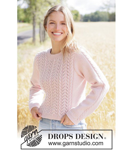 Breipatroon Romantische gebreide trui met kabels en kantpatroon