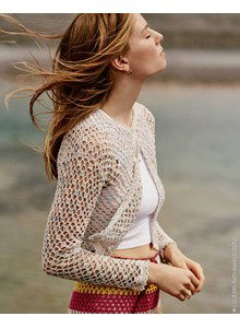 Open gehaakt damesvest met knoopsluiting