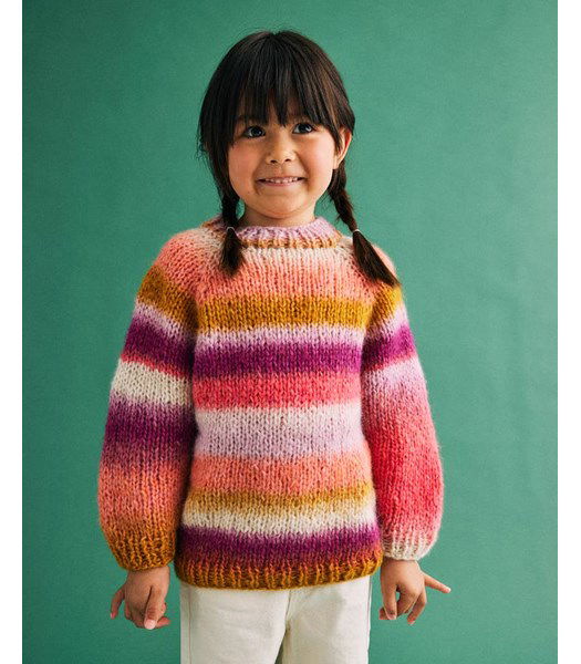 Breipatroon Kindertrui Esther kleur Sunset