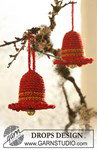 Haakpatroon Gehaakte DROPS Kerstbel van Cotton Viscose en Glitter.