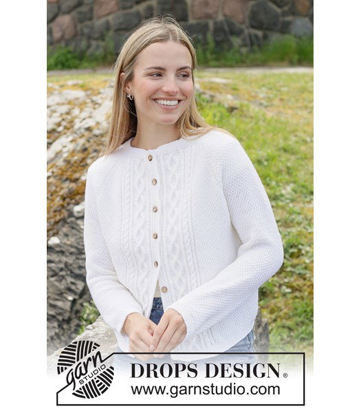 Breipatroon damesvest met kabels en raglan
