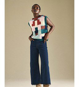 Damesspencer met vakken gemaakt van Phildar Phil Partner 3,5