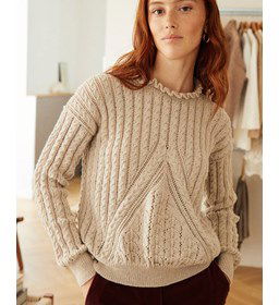 Damestrui Hema met ajourkabels  gemaakt van Phildar Phil Baby Socks