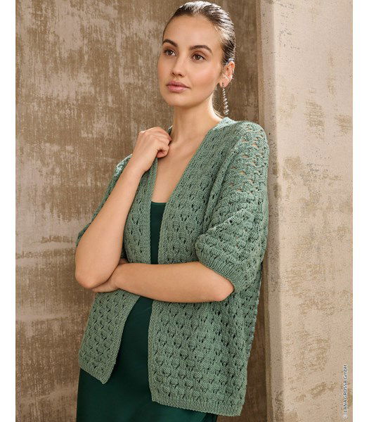 Breipatroon damesvest in kantpatroon