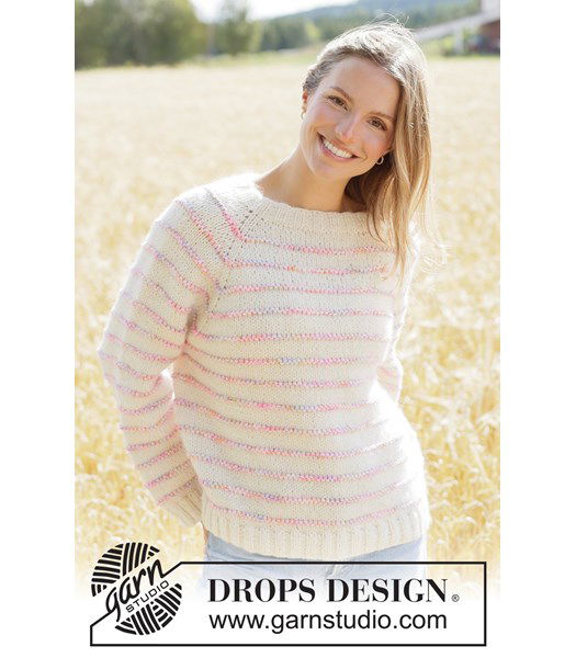 Breipatroon Oversized gebreide raglantrui met spikkelstrepen