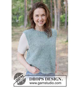 Dames Vest van Zijdezachte Alpaca in Tricotsteek gemaakt van Drops Brushed Alpaca Silk