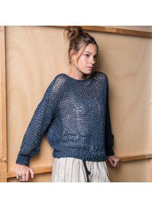 Open gebreide rechte wijde damestrui.