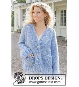 Azure Bliss Cardigan gemaakt van Drops Brushed Alpaca Silk