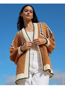 Damesvest met vierkantmotieven