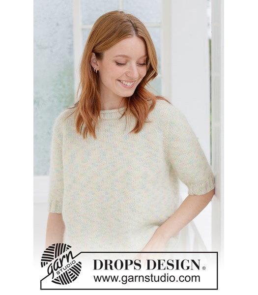 Breipatroon Luchtige top-down trui met korte mouwen