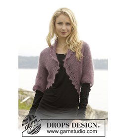 Gebreide bolero in ribbelsteek gemaakt van Drops Kid Silk