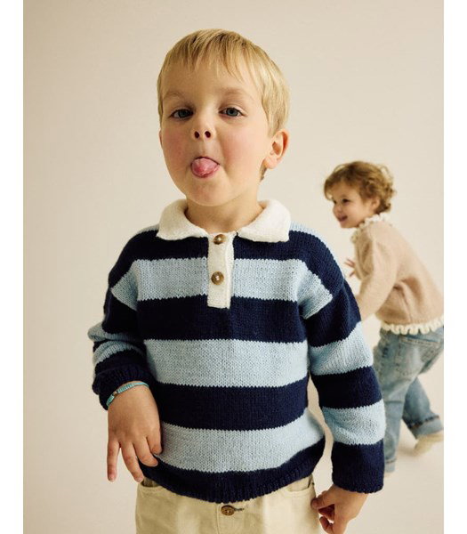 Breipatroon kindertrui met strepen en polokraagje Sohan