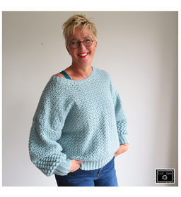 Damestrui met gehaakte noppen gemaakt van Lang Yarns Amira