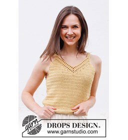 Zomers damestopje met V-hals gemaakt van Drops Belle