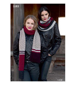 Sjaal gemaakt van Lang Yarns Malou Light uni en color