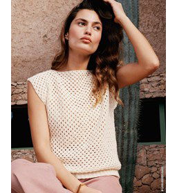 Topje met rechte hals gemaakt van Lana Grossa Ecopuno