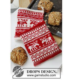 Gebreide pannenlap voor Kerst gemaakt van Drops Muskat