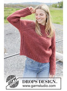 Breipatroon top-down korte damestrui met raglanmouwen gemaakt van Drops Kid Silk