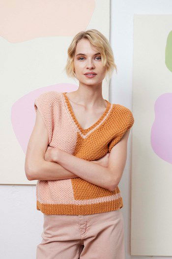 Tweekleurige spencer Demi met V-hals