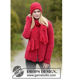 vest, muts en sjaal gemaakt van Drops Brushed Alpaca Silk