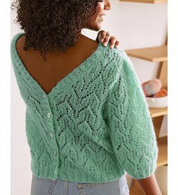 Damestrui met driekwart mouwen gemaakt van Phildar Phil Chic Lurex