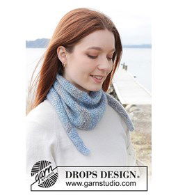 Omslagdoekje met kantsteken gemaakt van Drops Fabel