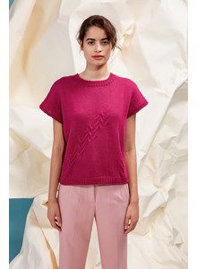 Breipatroon damestop met korte mouwen gemaakt van Lang Yarns Amira Light