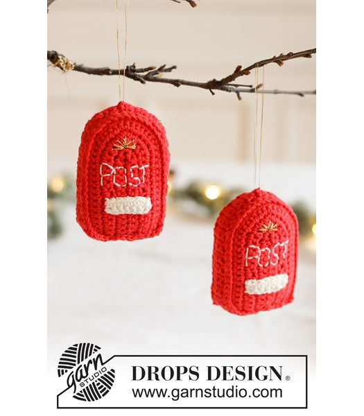 Haakpatroon Gehaakte rode postbus als kerstdecoratie