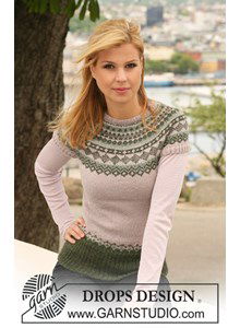 trui met korte raglanmouwen en Noors patroon