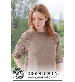 zomertrui met raglan en kantpatroon gemaakt van Rondbreinaald nr 3 - 3,25