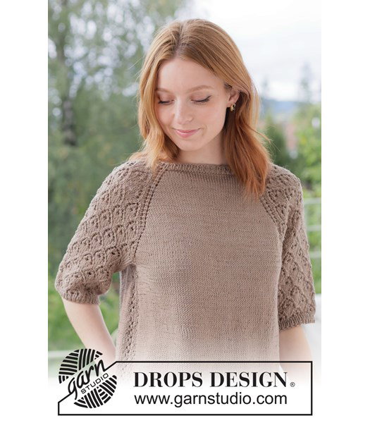 Breipatroon zomertrui met raglan en kantpatroon